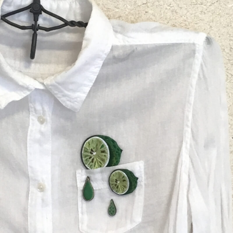 ライムの刺繍花火(M)(L)ステッカーワッペン