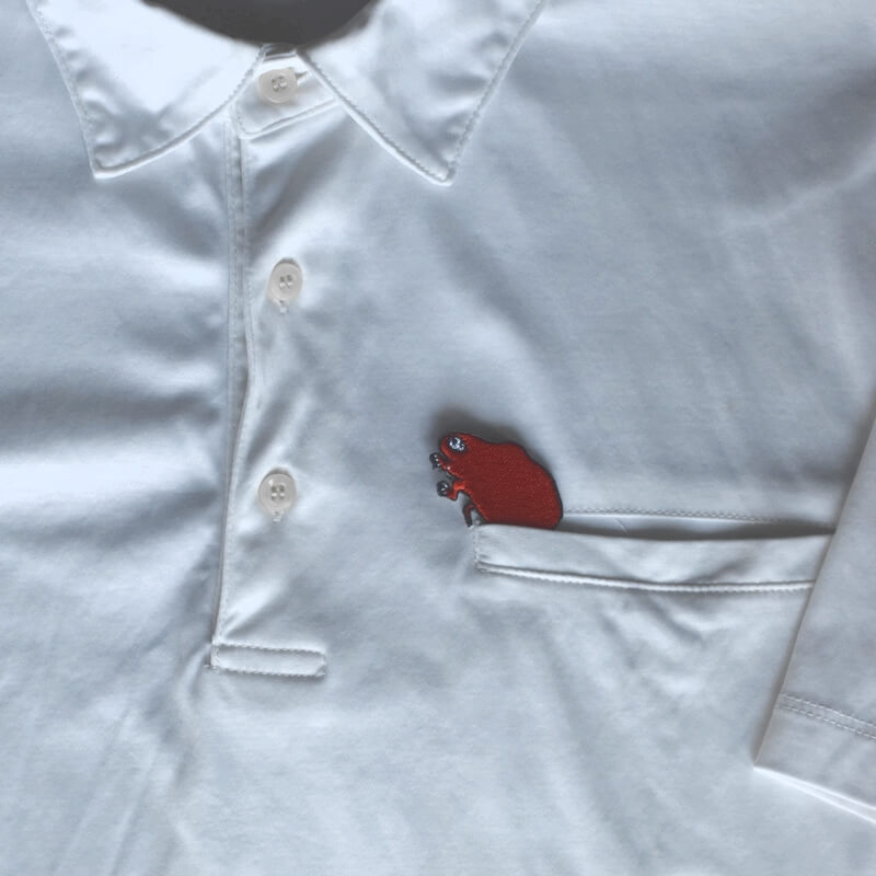 赤い妖怪大化刺繍ワッペンポケット