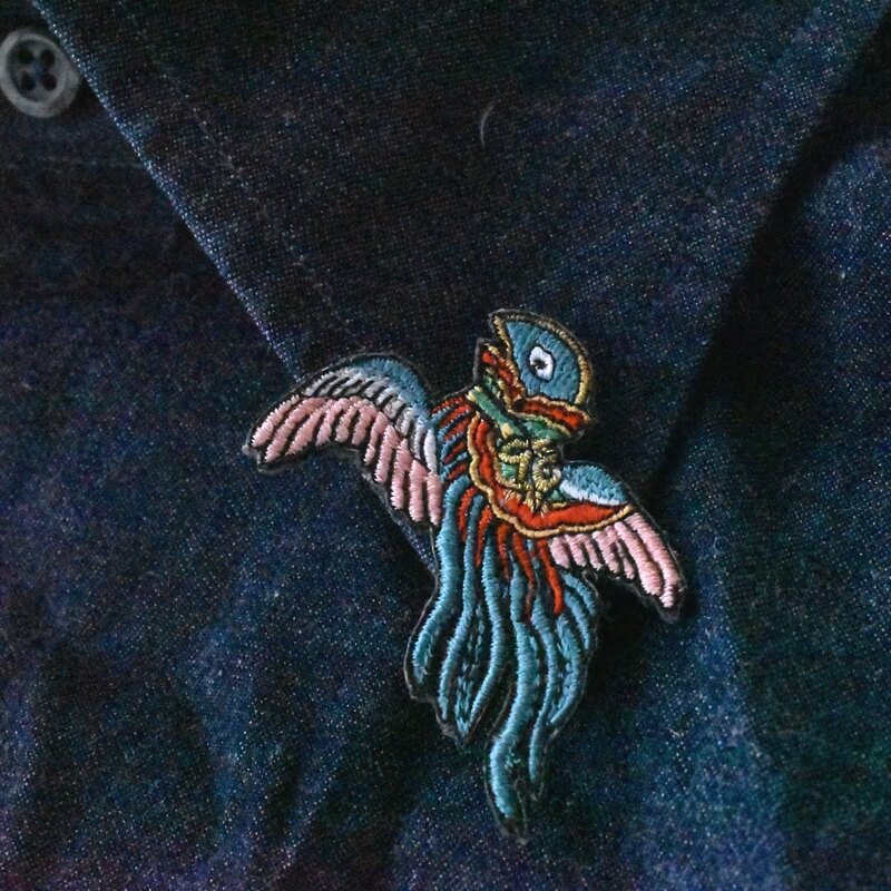 鳥兜妖怪刺繍ワッペン襟