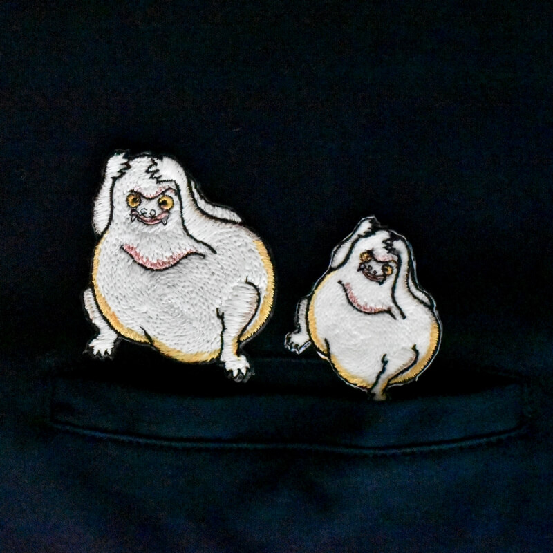 はじっかき妖怪蓄光糸刺繍ワッペン2種