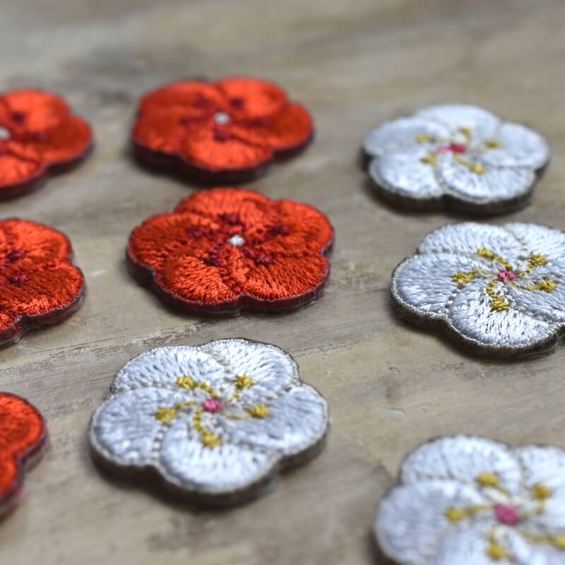 梅の花刺繍ワッペン