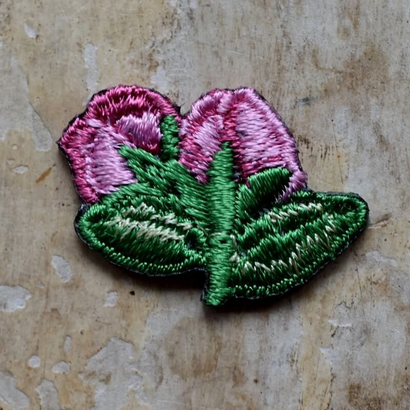 桃の花刺繍ワッペン