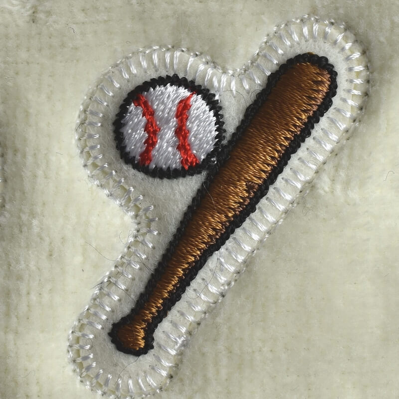 野球ボール＆バット刺繍あっぷりけタオル