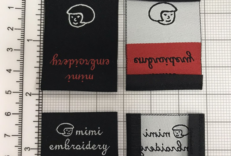 織ネームサンプルmimi刺繍のブランドタグの織ネーム