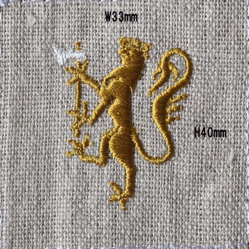 紋章_紋_ノルウェーの金のライオン(golden lion)の刺繍図案黄サイズ