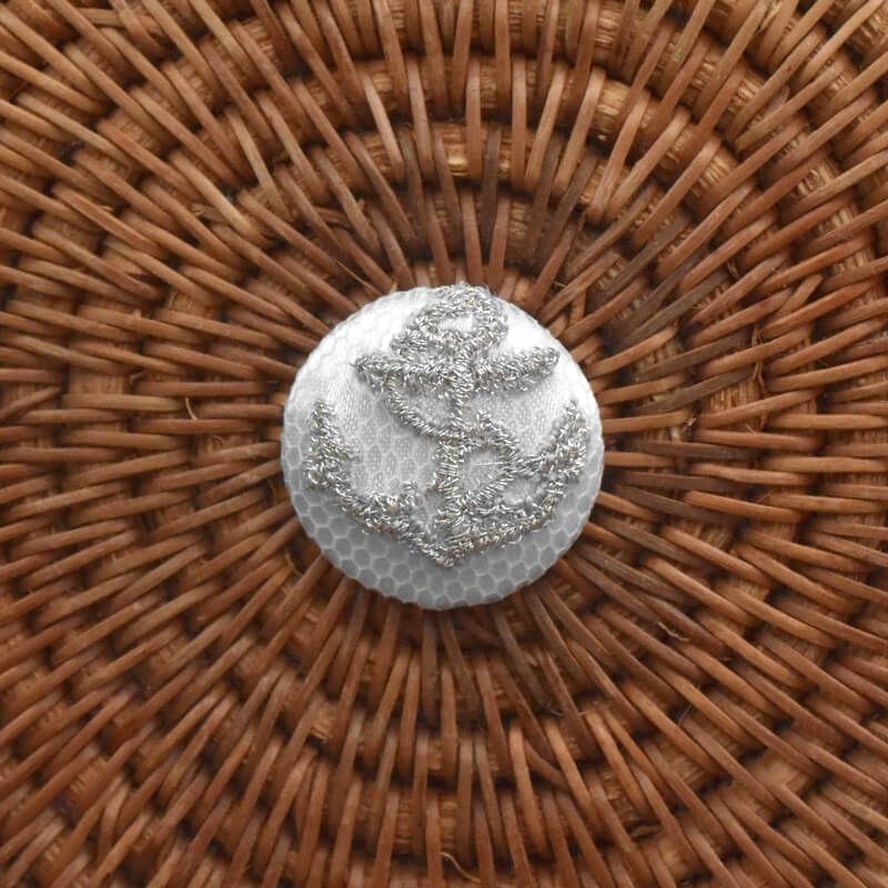 アンカー銀の碇･くるみボタン刺繍ブローチ/22