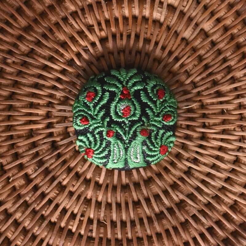 緑ハンガリー孔雀くるみボタンブルー刺繍ブローチ/29