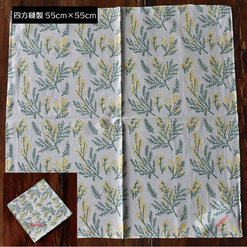 ミモザの園プリントハンカチ