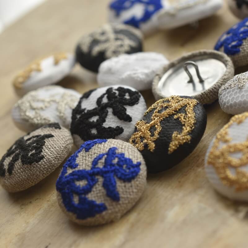 アンカー_Anchor刺繍のくるみボタン