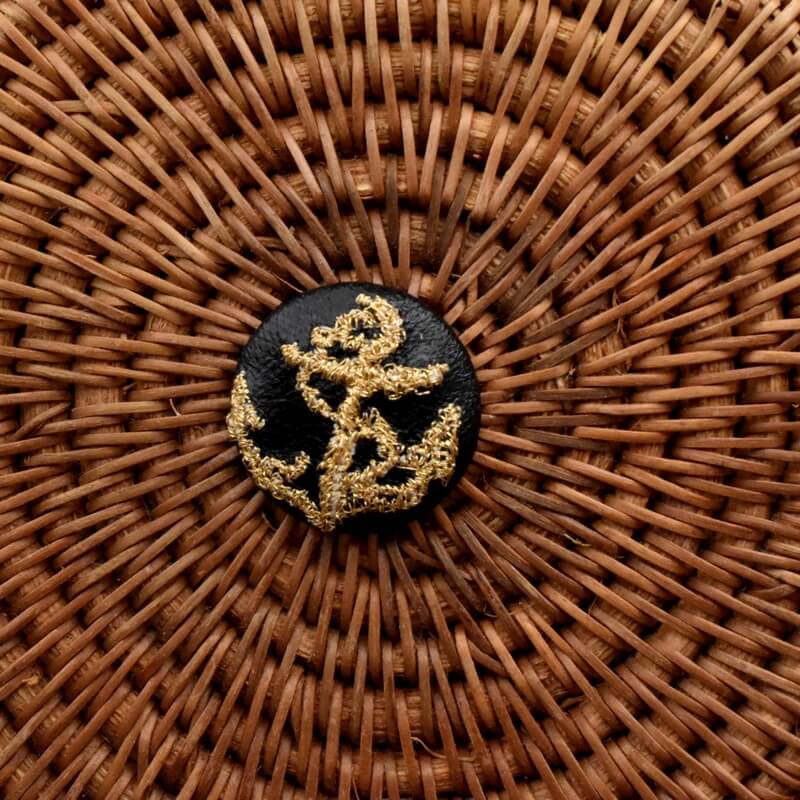 アンカー金の碇･くるみボタン刺繍ブローチ/22