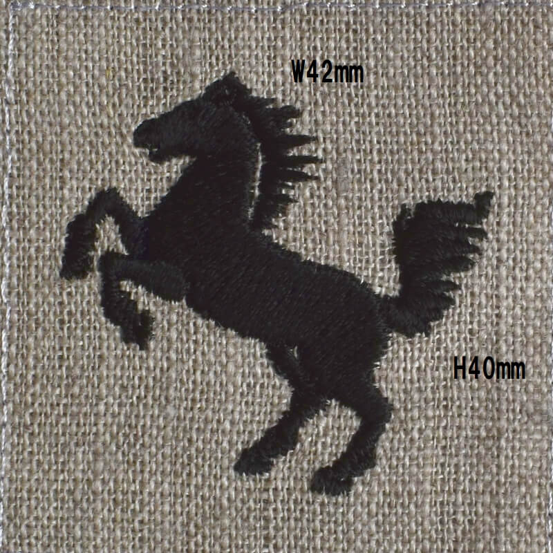 黒い馬紋の刺繍図案黒サイズ