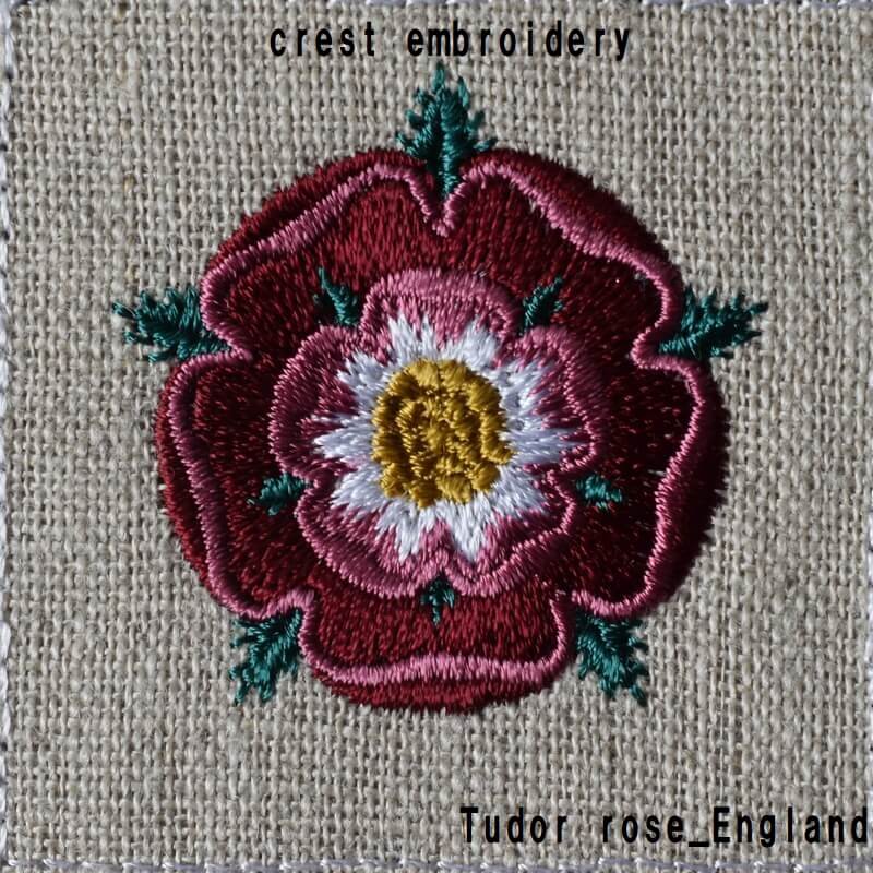 紋章薔薇Tudorroseの刺繍図案文字入り