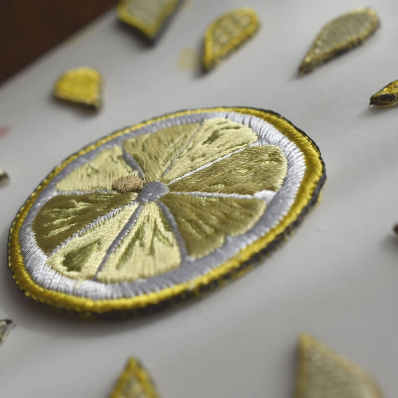 レモンの刺繍花火(M)(L)ステッカーワッペン