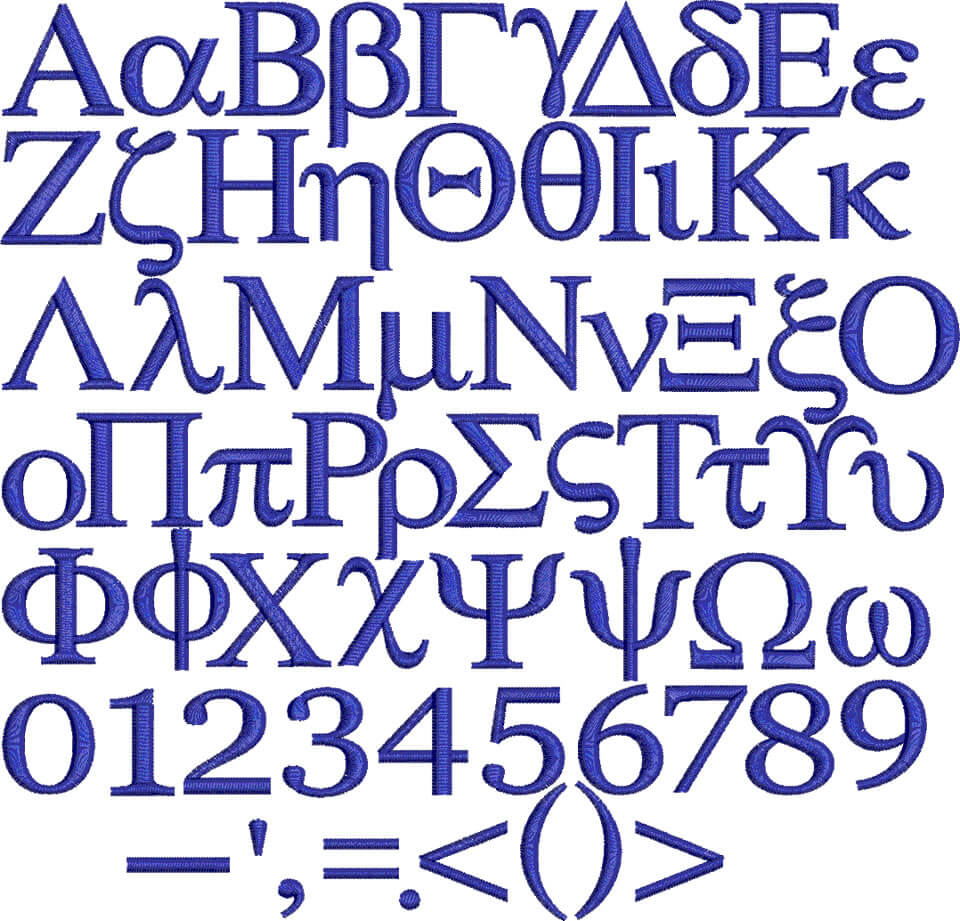 【OP-2014 greek（グリーク）】書体のアルファベットと英数字のフォントイメージ