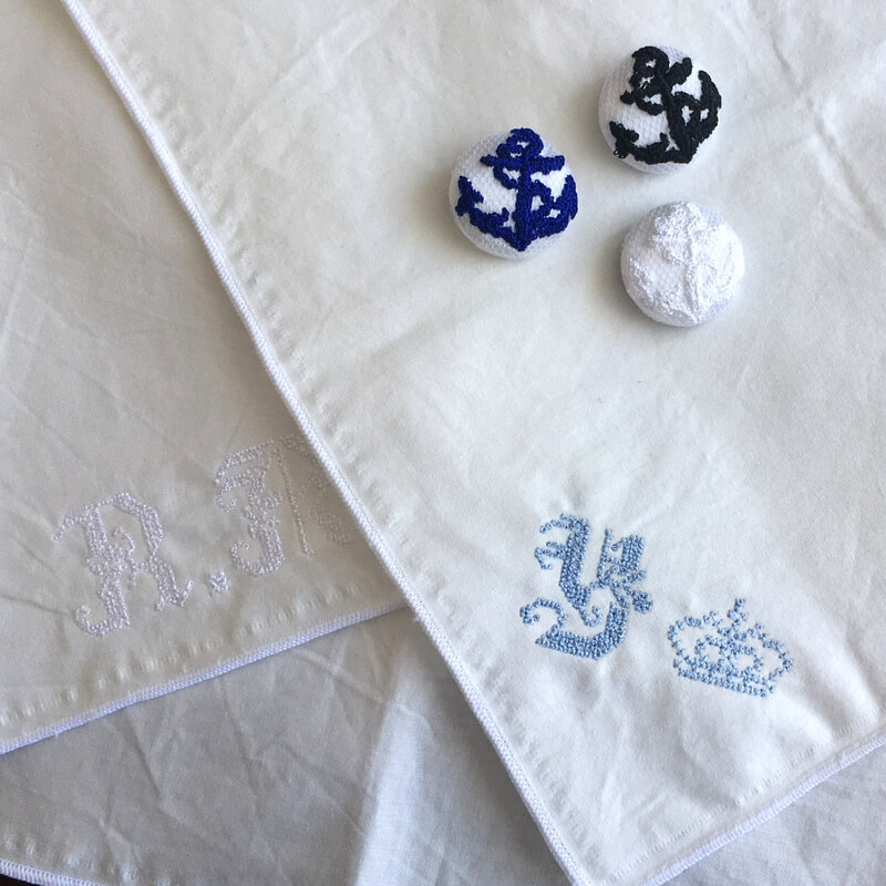 アンカー_Anchor刺繍のくるみボタン