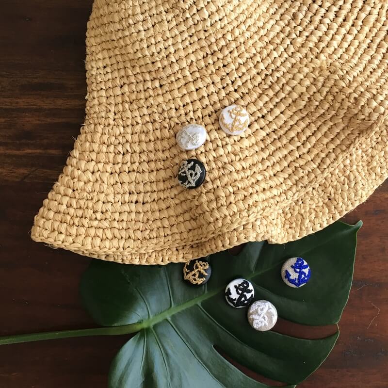 アンカー_Anchor刺繍のくるみボタン