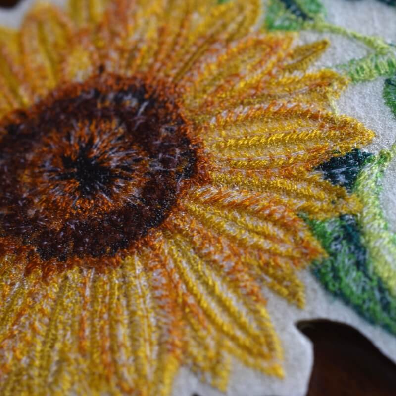 一輪花刺繍ひまわり裏
