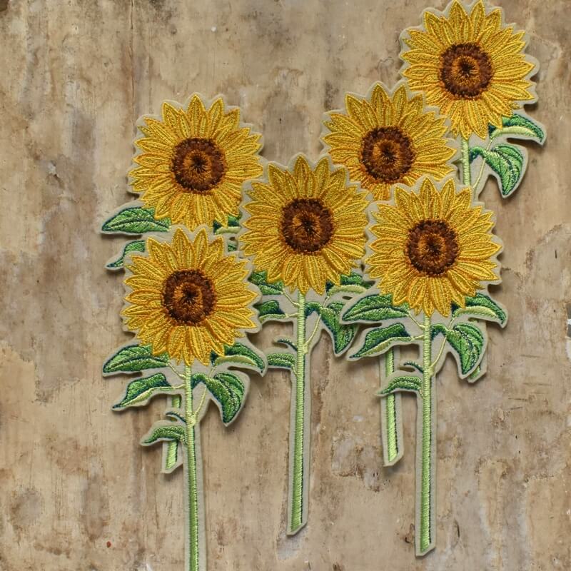 一輪花刺繍ひまわり6本